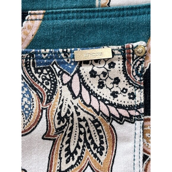 Chicos Girlfriend Slim Leg Ankle Pants Beige Multi Paisley Print Size 1 / US 8 - Picture 5 of 8